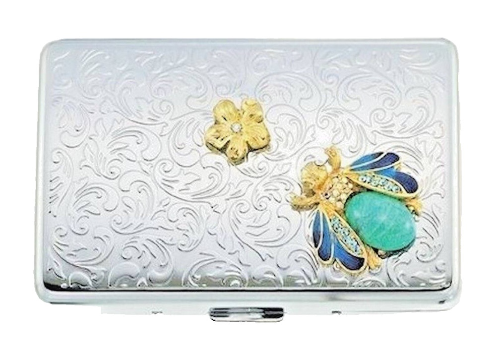 SPRING STREET TURQUOISE BEE BUSINESS CARD HOLDER DESK ACCESSORY NEW GIFT